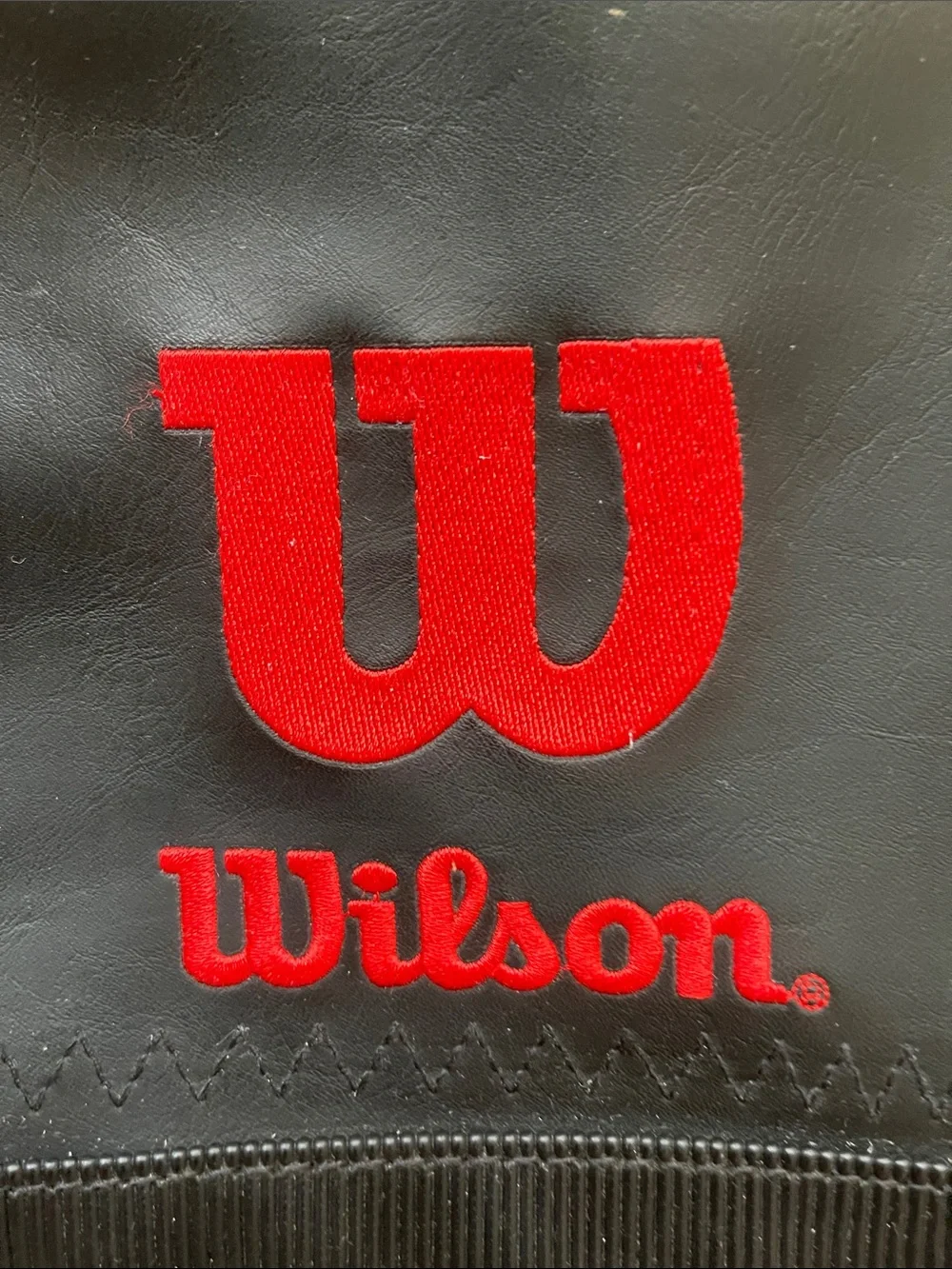 Wilson US OPEN Black Leather Tennis Travel Gym Duffel Bag Embroidered